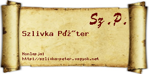 Szlivka Péter névjegykártya
