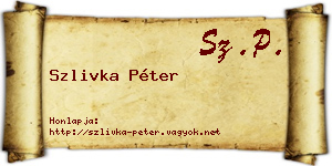 Szlivka Péter névjegykártya