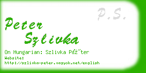peter szlivka business card